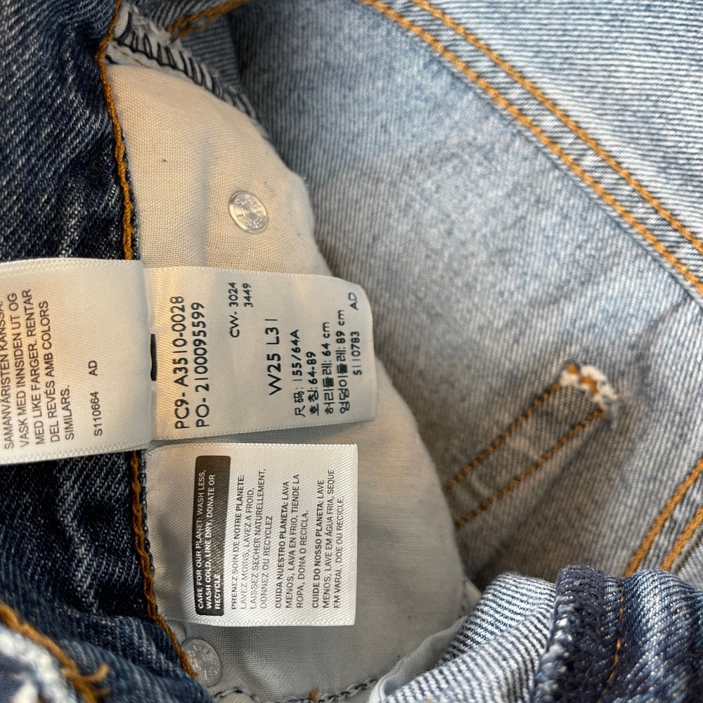 Levis 94 Baggy High Rise Straight Leg Jeans Medium Wash Blue W25 L31 A3510-0028 - Picture 4 of 6